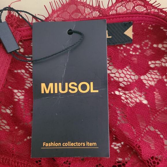 HOCO Sorority‎ Dress XL Lace Overlay Ruffled Wedding Guest Cocktail Miusol NWT - Picture 11 of 14